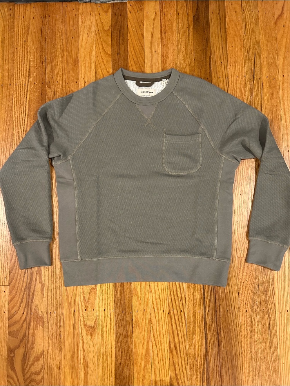 FIELDWORTH Pocket Loopback Crewneck Sweatshirt - SAGE - SIZE M